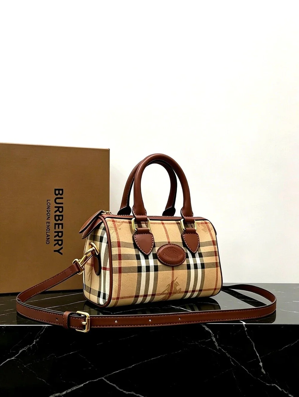 Burberry Mini Check Bowling Bag - Picture 5 of 6
